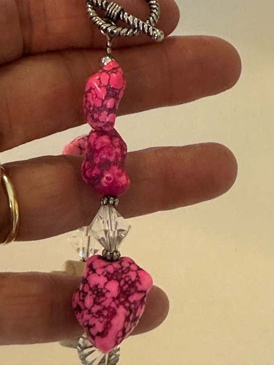 Handmade Western Boho Pink & Green Stone Statement Jewelry Set - 3pc - Picture 4 of 13